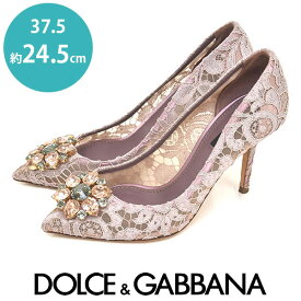 【美品】ドルチェ＆ガッバーナ DOLCE&GABBANA ビジュ レース パンプス レインボーシューズ ピンク 37.5(約24.5cm) sh24-0952【中古】【あす楽】【送料無料】【返品可】【ALL】