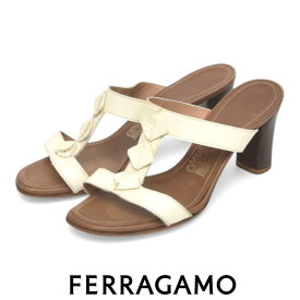 サルヴァトーレフェラガモ Salvatore Ferragamo エナメル サンダル ミュール アイボリー 6C(約23-23.5cm) sh26-0021【返品不可】【当日出荷】【中古】