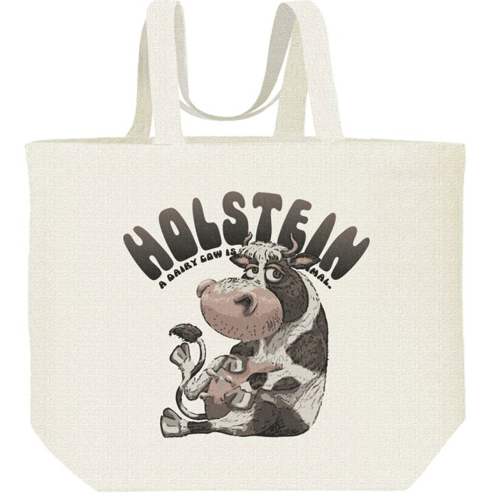楽天市場 アニメタッチ ホルスタイン牛 キャンバスバッグ L ポケット無し エコバッグ Myds 楽天市場店