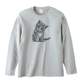 子猫（デッサン風）／長袖Tシャツ