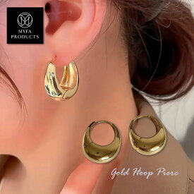 【10%offクーポンで1,125円】ピアス フープピアス 痛くない レディース 大人 モダン シンプル かわいい エレガント ジュエリー ゴールド プチプライス高見え マイファプロダクツ