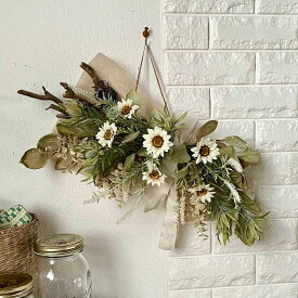 【東京堂 公式】【手作りキット】ヒーリングカラーのひまわりスワッグキット スワッグ 手作りアレンジキット アーティフィシャルフラワー 造花 フラワーアレンジメント 材料キット マイフラ・flentオリジナル手作りキット ML041279 【アートフラワー】