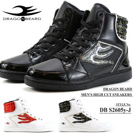 ドラゴンベアード スニーカー DRAGONBEARD DB S2605Y-J BLACK WHT/BLK WHT/REDハイカットスニーカー 大人スニーカー おしゃれスニーカー ダーツ