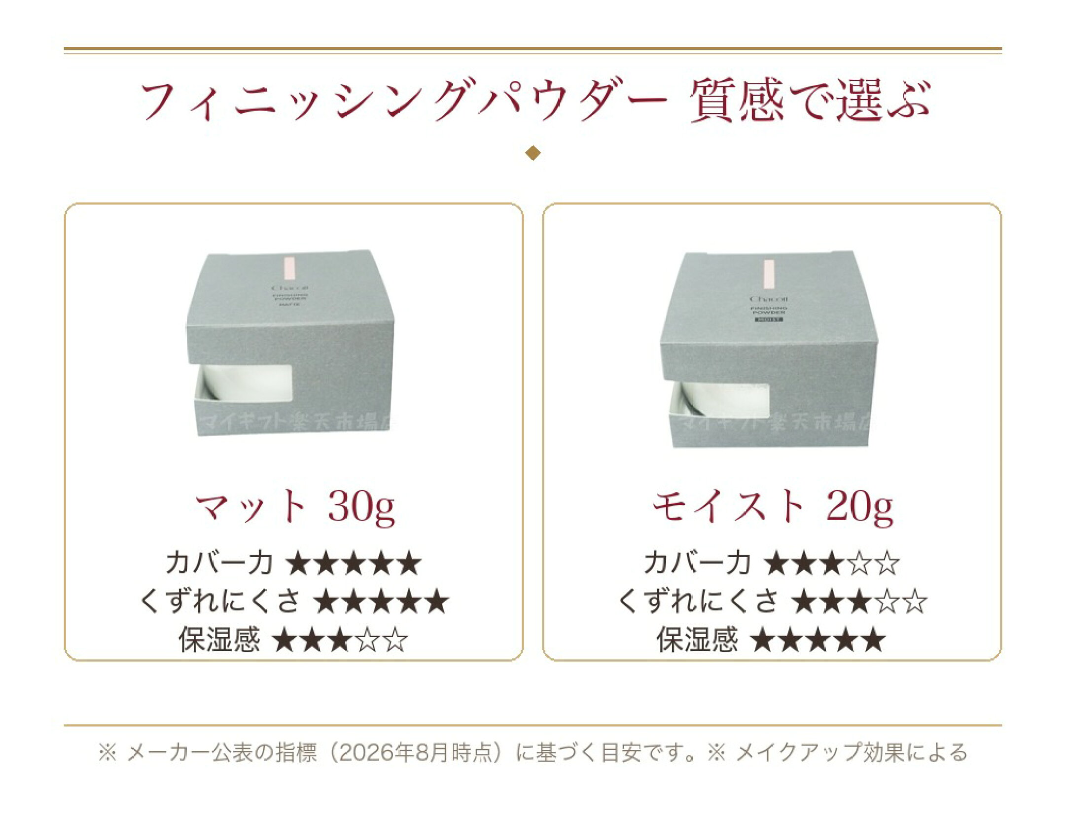フィニッシングパウダー 質感で選ぶ マットとモイストの比較
