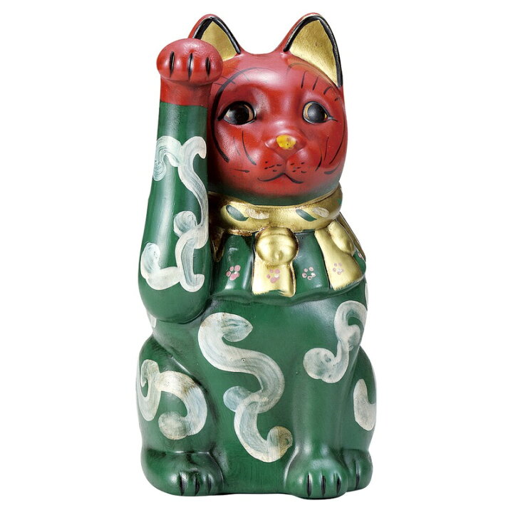 楽天市場】古色唐草大正猫（小） 約19.5cm 招き猫 ( 置物 縁起物 