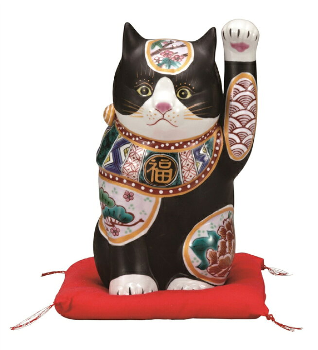 楽天市場 九谷焼 7号招き猫 黒地松竹梅 布団付 置物 招き猫 招猫 まねきねこ 開店祝い 猫 雑貨 縁起物 アイテム 風水 グッズ 玄関 飲食店 サロン 居酒屋 カフェ レストラン 美容室 整骨院 接骨院 居酒屋 開院祝い 事務所移転 赤ちゃん 結婚記念日 祝い 内祝い 父の日