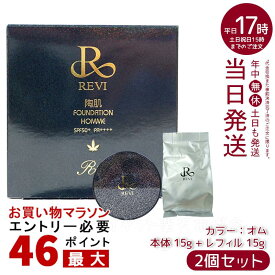 【本体+詰め替え】ルヴィ REVI 陶肌ファンデーションオム（黒ラメ）15g ニードル 針 陶肌スピキュール 植物幹細胞 ファンデーション スキンケア 化粧品 下地不要 リフトアップ ツヤ 透明感 ハリ