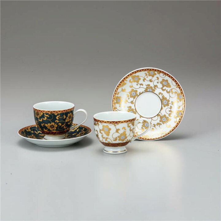 楽天市場 九谷焼 ペアコーヒー 鉄仙文 コーヒーカップ ソーサー 来客用 紅茶 マグカップ カップ コップ マグ 陶器 おしゃれ かわいい 可愛い 和風 カフェ風 食器 碗皿 和食器 国産 和モダン プレゼント 贈り物 出産内祝 結婚内祝 結婚式引出物 記念品 マイギフト