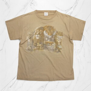 �Ò� LAIDBACK LEISUREWEAR ANIMAL T-SHIRTS KHAKI �A�j�}���� ���� T�V���c �yVintage�z