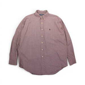 �Ò� 90s' Polo Ralph Lauren BLAKE Shirts Red/Blue Check �|�� �����t���[���� �{�^���_�E�� �����V���c trl255