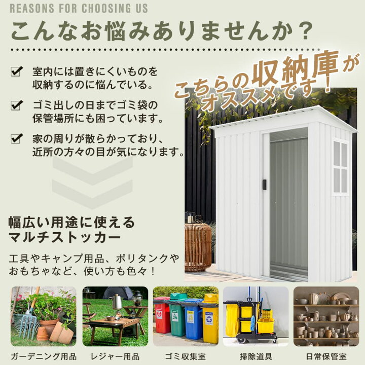 楽天市場】【15日限定~全品7%引クーポン】【 棚なし】ホワイト物置 