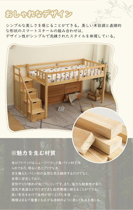楽天市場】新作☆ロフトベッド 木製 ベッド ロフト システムベッド 