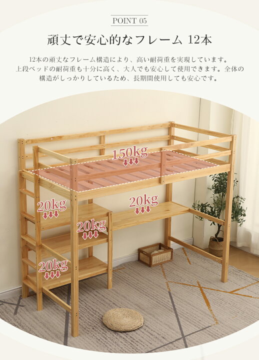 楽天市場】【在庫限定☆7%OFFクーポン利用中!】新作☆ロフトベッド 