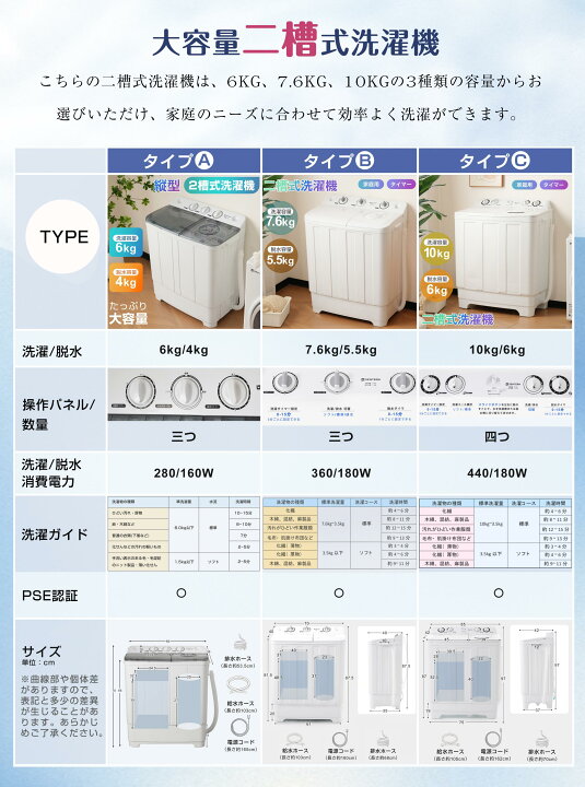 楽天市場】【本日限定全品5%クーポン】【二槽式】SENTERN 洗濯機 二層 