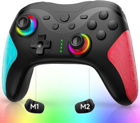 2025進化版！【限定COUPONで2879円♪】Switchコントローラー 自動連射 スイッチ コントローラー 3段階TURBO速度 マクロ背面ボタン 無線Bluetooth 9色RGBライト20H連続使用 6軸ジャイロセンサー 4段階HD振動Switch/Switch Lite/有機ELモデル/PC/Android/IOS