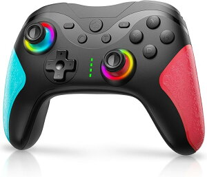 最新進化型!Switch コントローラー 自動連射 スイッチ コントローラー 3階段TURBO速度 マクロ機能 背面ボタン付 無線 Bluetooth接続 9色RGBライト 20H連続使用 6軸ジャイロセンサー 4段階HD振動 Switch