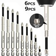 強力磁気吸着 滑り止め 耐衝撃ビット セット 6PCS 9PCS 多サイズ ドライバーK5ビットセット プラス用 電…