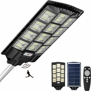 LED ソーラー街灯 屋外 1400w 25000LM 外灯 IP67防水 センサーライト 屋外 人感センサー 光センサー 防犯最適 led街灯 屋外照明 夜間自動点灯 6V/30000mAH ポール/壁に取り付け パネル一体型 街路灯 太