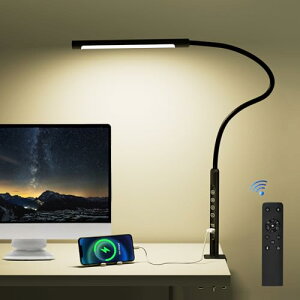 デスクライト led スタンドライト クランプ式 目に優しい 電気スタンド USB充電端子つき 6段階調色・調光 タイマー機能 リモコン制御 遠隔操作 360°回転 全方向照明 省エネ テーブルライト 卓