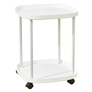 サイドテーブル キャスター付き コーヒーテーブル ナイトテーブル 2段式 移動便利 収納ラック 小物置き 茶 コーヒー 観葉植物を置いて 省スペース ホワイト