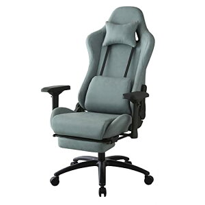 スローン カームゼン ゲーミングチェア レザーファブリック オットマン付きリクライニング ハイバック ホームオフィス おしゃれ チェア (サックスブルー)
