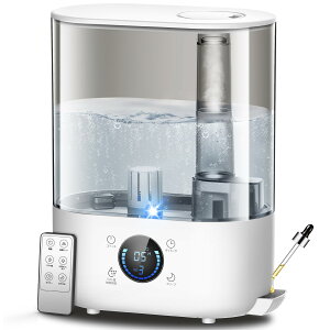 加湿器大容量5リットル上下水超音波式卓上混合式加湿器加熱式除菌アロマ対応スプレー3速6速加湿タイマー付き連続運転可能最大65時間25-32畳 (約5.4平方メートル) 清潔静音防漏リモコン付き