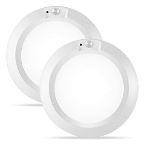 led誘導灯人体感知センサー室内電池式昼光色210lm 6000k足元ランプ配線不要玄関誘導灯明暗光センサー自動点消灯廊下/階段/本棚/タンス/室内灯停電と防災対策直径16cm電池別売単品