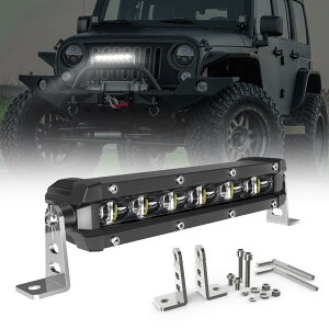 バーライト 車 7インチ 作業灯 30W 6500K ledバーライト 車用 薄型LEDライトバー 車 オート/自動車/トラック/工事現場12V/24V汎用12V/24V LED作業灯 船舶作業灯 IP68防水LED作業灯 夜間作業 集魚灯