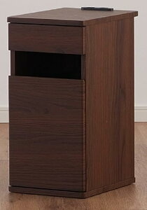 ソフトクローズ扉 ナイトテーブル コンセント付き 幅25 高め サイドテーブル ベッド横 ベッドサイドテーブル 引き出し スリム 木製 スタイリー (BR ブラウン)