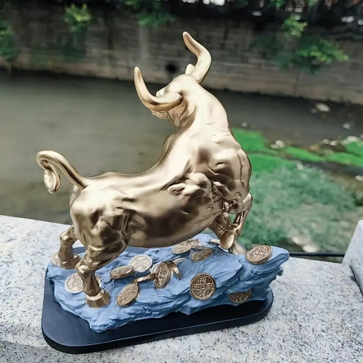 楽天市場】置物 牛 うし オブジェ ゴールド フィギュア 金運 