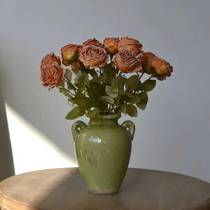 花瓶 素朴 レトロ グリーン フラワーベース グリーン ドライフラワー 丸 オフィス 和風 和モダン お洒落 本棚 地中海 リビング 玄関 4-7