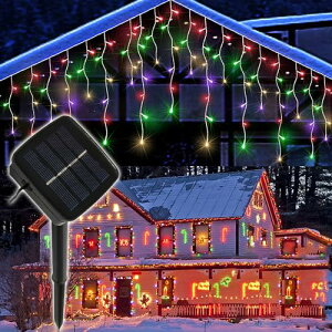 イルミネーション ソーラー ライト つららタイプ 屋外 防水 LED クリスマス ライト コントローラー付き 5m 120球