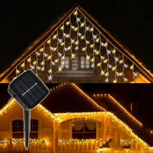 イルミネーション ソーラー ライト つららタイプ 屋外 防水 LED クリスマス ライト コントローラー付き 5m 120球