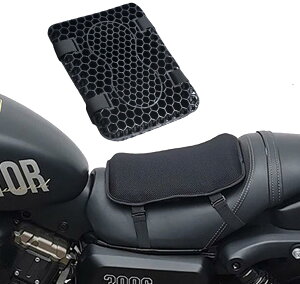 バイクシートクッション 2024 ゲルクッション 通気性 3Dメッシュシートカバー 体圧分散 滑り止め 人間工学設計 取り付け簡単 快適なツーリング用バイク用品