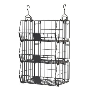 吊り下げ棚 3個セット クローゼット収納 折り畳み式『2025年改良』衣類ラック 複数連結 吊り棚 吊り下げラック 戸棚下ラック 大容量 ワイヤーバスケット キッチン収納 ラック キッチン用 バ