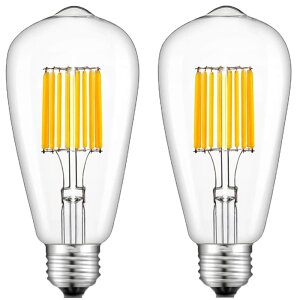 2個入 LED ィラメント電球 ST64 10W (100W形相当)E26口金 2700K電球色 レトロエジソン クリアガラス 一般電球・全方向タイプ 調光器非対応 (透明)