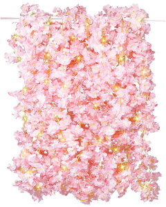 桜 造花 ライト 桜の花 ガーランド イルミネーション 造花の藤 135輪花 USB式 20LED電球 お花見 さくら 春の飾り 庭園飾り 母の日 結婚式 パーティー飾り INS 撮影道具 人気飾り 長さ2m ledライトタ