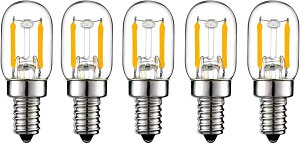 5個入 LED フィラメント電球T20 1W 120LM E12口金 2200K電球色 レトロエジソン クリアガラス 小型電球・全方向タイプ 調光器非対応 (1)