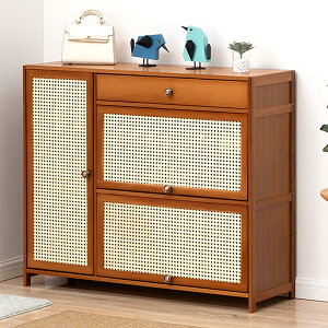 縦長 扉付き シューズラック 下駄箱 奥行32cm 靴箱 キャビネット シューズラック シューズオーガナイザー エントランス 玄関 収納 小物収納 靴ラック 省スペース 大容量 竹製 シューズラック