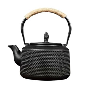 鉄瓶 急須 鋳鉄ケトル 鋳鉄製ティーポット 鉄びん 鉄器 大容量 おしゃれ 伝統工芸品 手作り お茶入れる道具 茶道道具 ガスコンロ/IHコンロ/電気セラミックコンロ/炭コンロに対応 (1.6L)