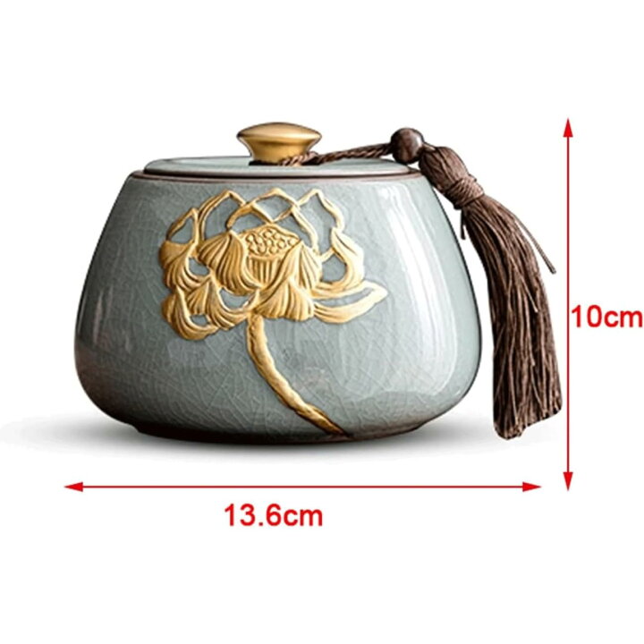 楽天市場】陶磁器茶缶、中国風金文房装飾茶缶、防湿密封缶、茶保存容器 