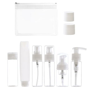 トラベルボトルセット 8個 トラベルアクセサリー シリコントラベルボトル 漏れない 小分け瓶 ポンプボトル スプレー クリームケース 化粧ボトル シャンプーボトル トラベル用品 収納 出張