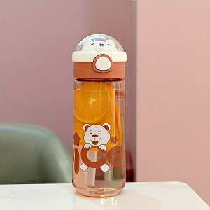 1pc 550ml/650ml 透明漏れ防止ウォーターボトル、18.6オンス/21.98オンスのプラスチック製のかわいいストローウォーターカップ、屋外フィットネス、旅行に最適