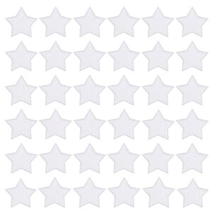36個 スターアイロン接着パッチ 縫い付けワッペン 5つ星縫い 刺繍ワッペン アイロン接着ワッペン アップリケ装飾 小さなパッチ アイロン接着 クラフト バックパック バッグ 衣類用 (ホワイ
