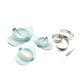 餃子メーカー、エンパナーダ プレス金型メーカー セット、生地カッター、餃子金型セット、ピエロギ用カッター付き （ブルー）