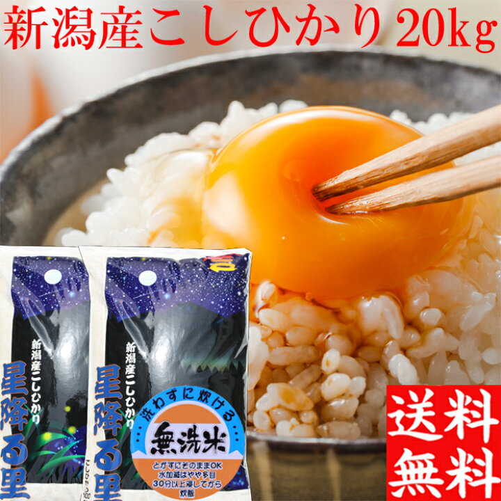 楽天市場】新米 令和6年 新潟産 コシヒカリ 無洗米 20kg 送料無料 米  