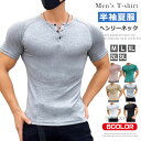 ヘンリーネック 半袖Tシャツ メンズ タイト tシャツ 筋トレ カットソー スポーツウェア スリムTシャツ メンズ Tシャツ ストレッチ フィットネス ジム トップス 無地 ゴルフ Tシャツ 夏服 かっこいい 透けない メンズファッション