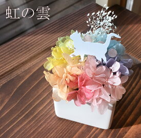 「虹の雲 S」 プリザーブドフラワー メモリアル 虹の橋 お供え お供え花 仏花 メモリアルグッズ お悔やみ 供養 動物 ペット ギフト プレゼント 誕生日 お祝い 贈り物 花 レインボーカラー 天然石 枯れないお花 インテリア ブリザーブドフラワー ブリザ プリザ