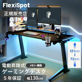 【正規販売店】FlexiSpot フレキシスポット ゲーミングデスク 電動昇降デスク スタンディングデスク GT2-JA GT2JA 高さ調節 高さ調整 RGBライティング 光る 耐荷重50kg 配線孔 ヘッドホンフック ドリンクホルダー 昇降式デスク ゲーム 電動デスク ブラック 仕事 オフィス