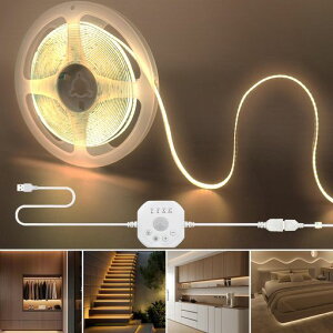 �N���A�q��(Clearhill)���[�V�����Z���T�[COB LED 5V USB�X�g���b�v���C�g 2M �����F 3000K, ���ԁE��ԏƖ����[�h, 4�̃^�C�}�[�I�t���[�h�t��, 320LEDs/M
